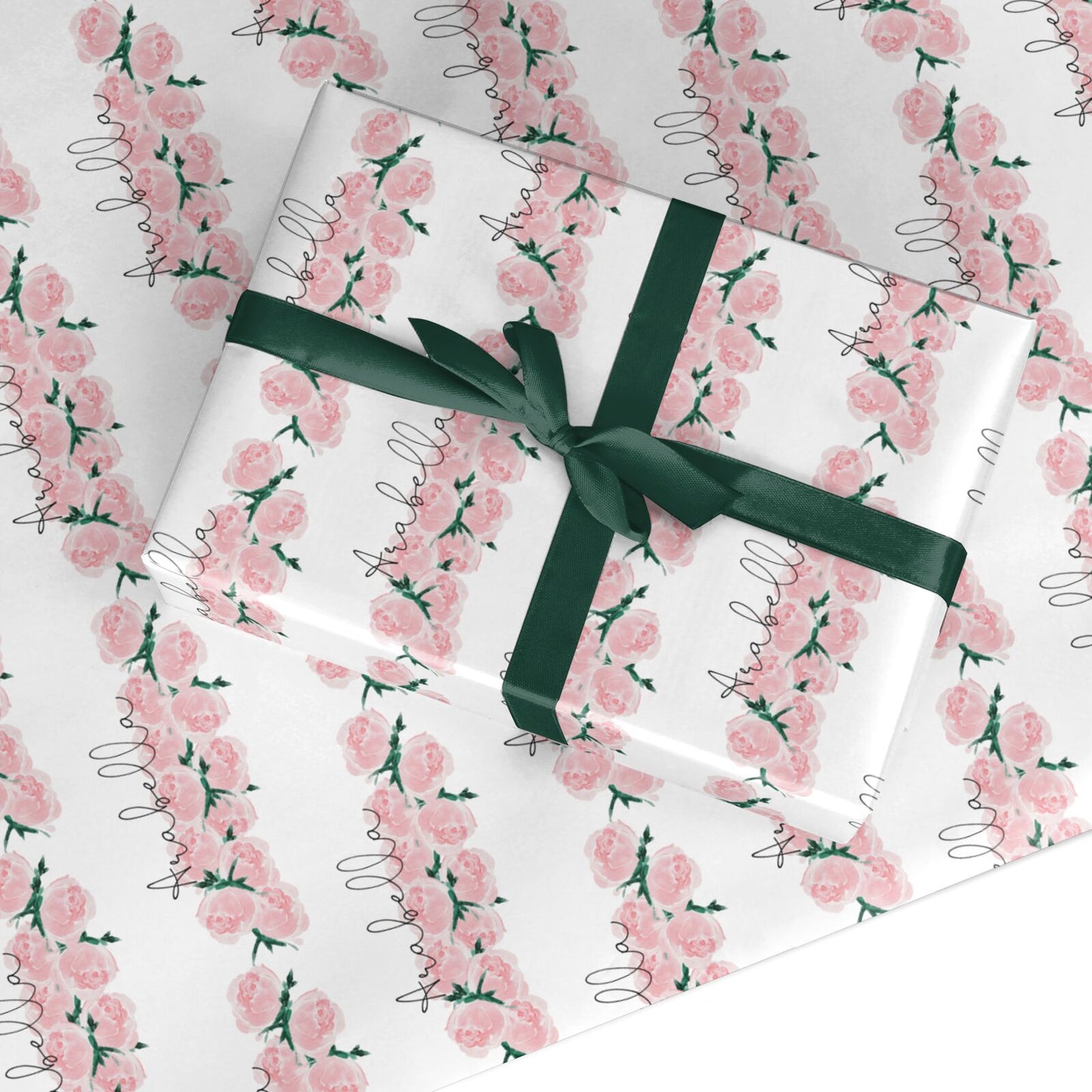 Personalised Name Pink Roses Custom Wrapping Paper