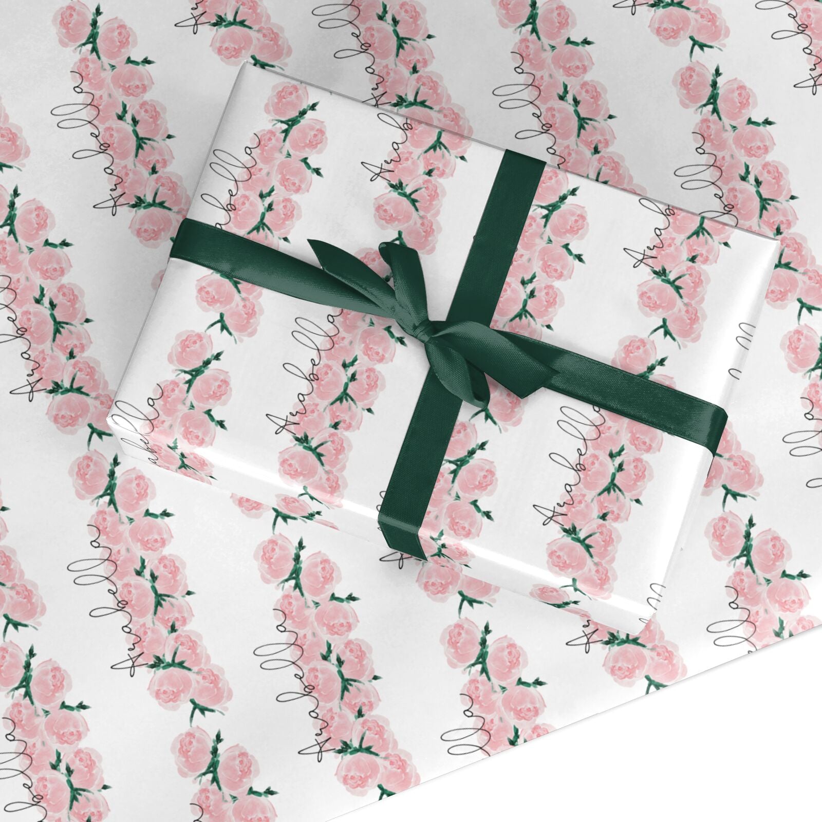 Personalised Name Pink Roses Custom Wrapping Paper