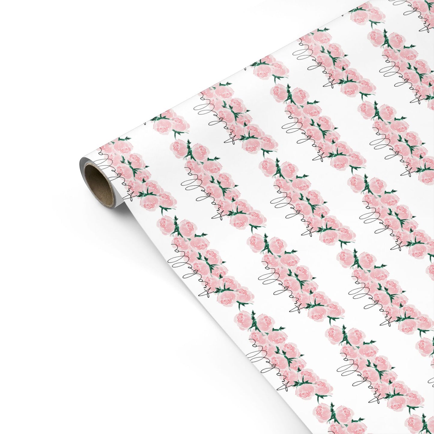 Personalised Name Pink Roses Personalised Gift Wrap