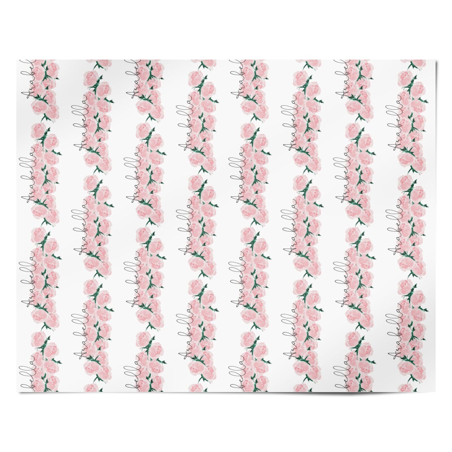 Dyefor Personalised Name Pink Christmas Wonderland Wrapping Paper Gift Wrap