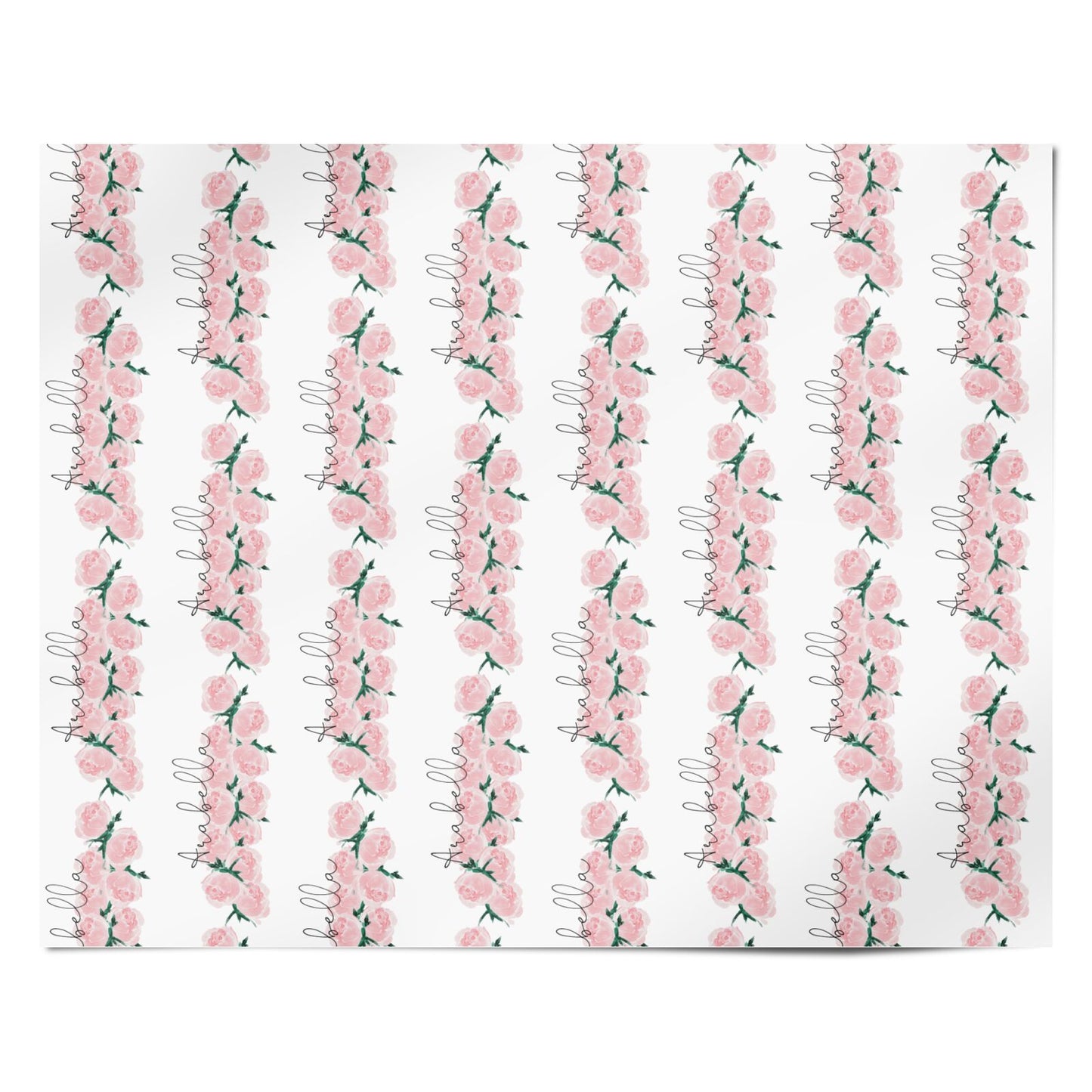Personalised Name Pink Roses Personalised Wrapping Paper Alternative
