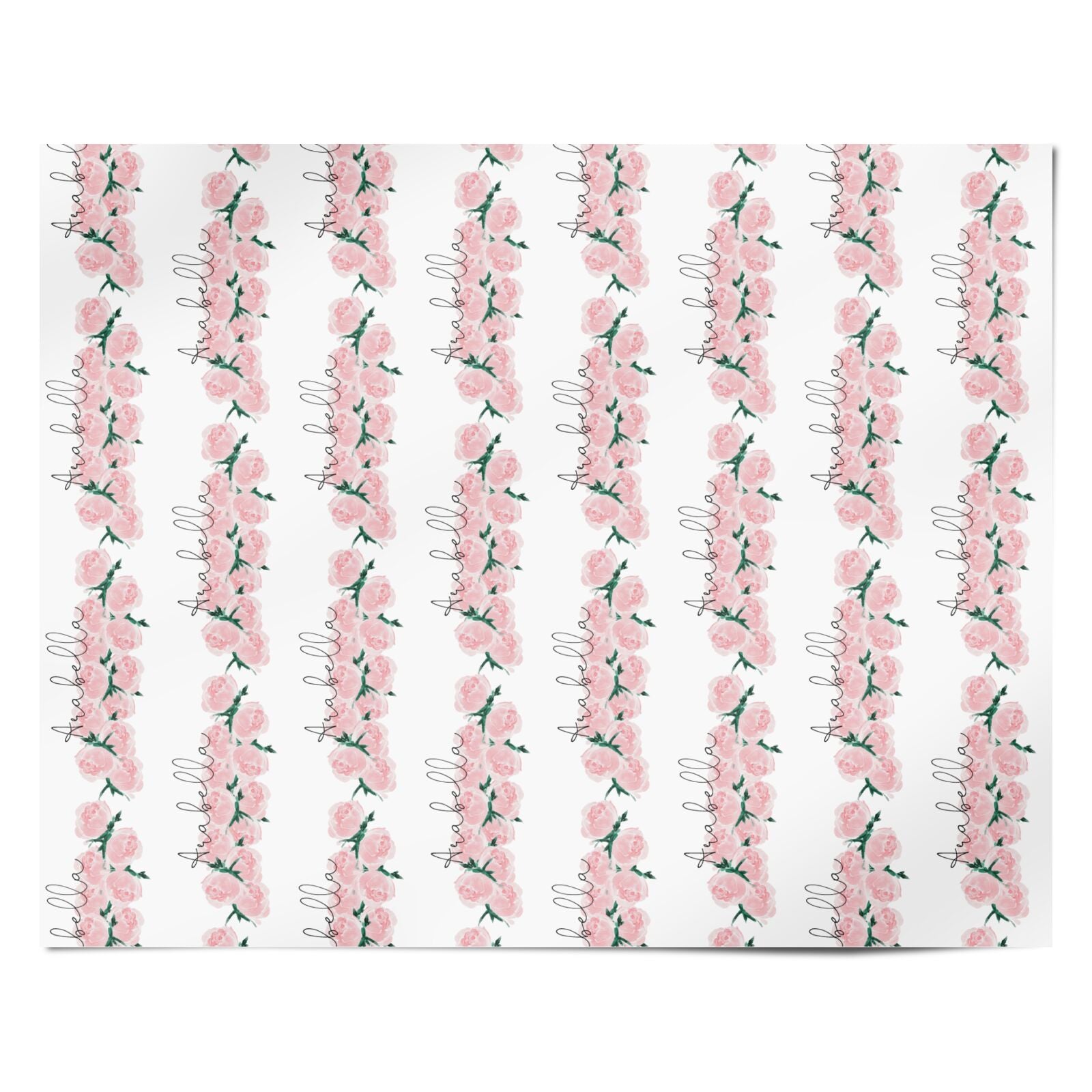 Personalised Name Pink Roses Personalised Wrapping Paper Alternative