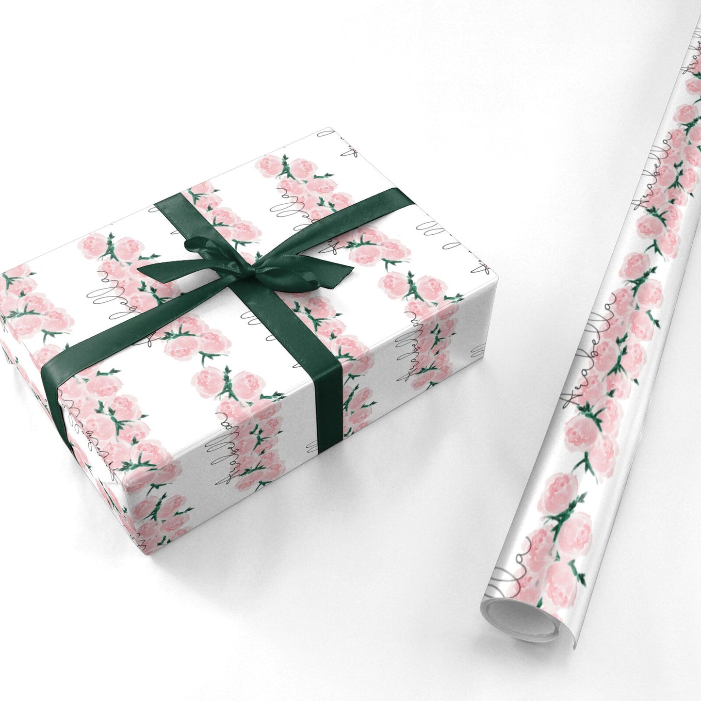 Personalised Name Pink Roses Personalised Wrapping Paper