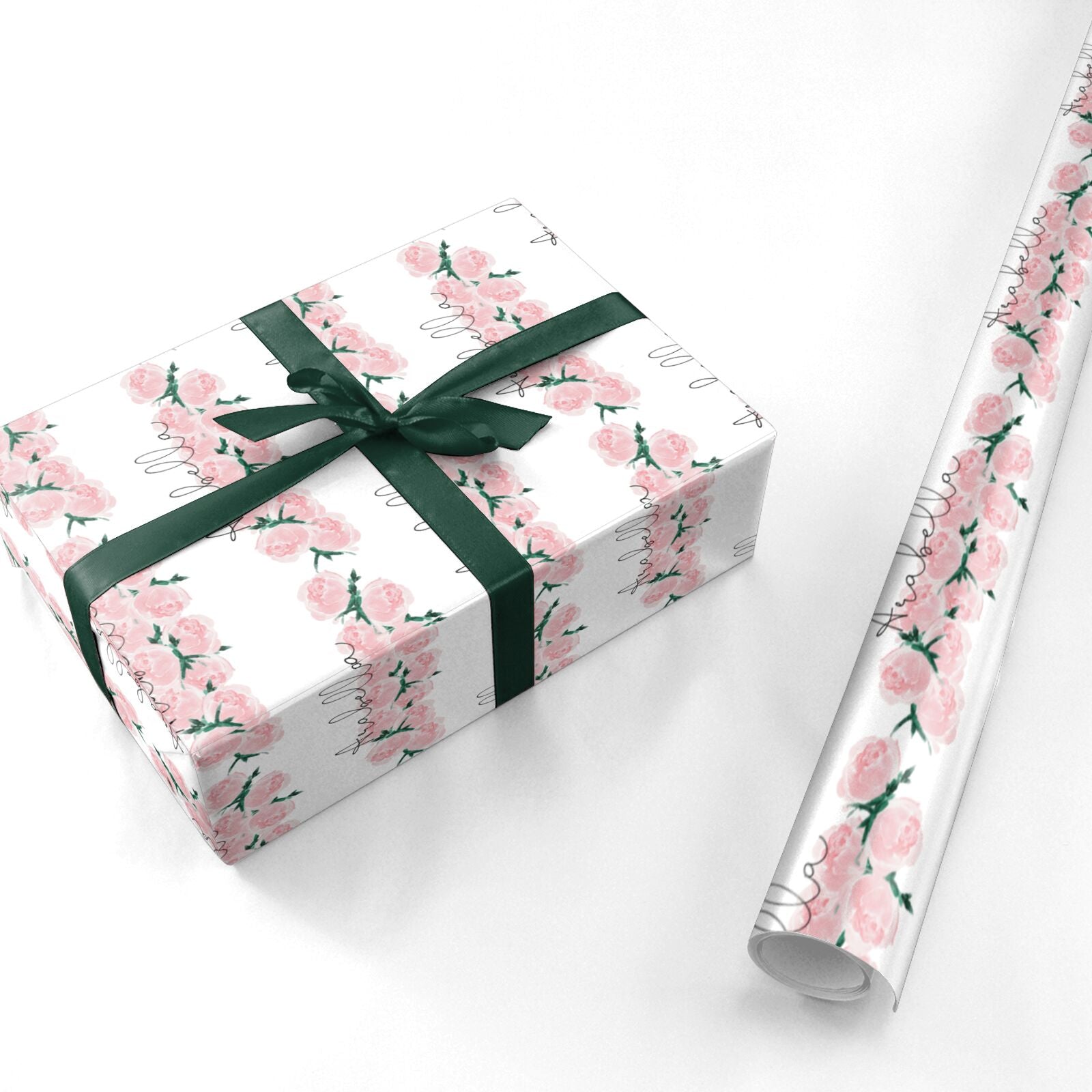 Personalised Name Pink Roses Personalised Wrapping Paper