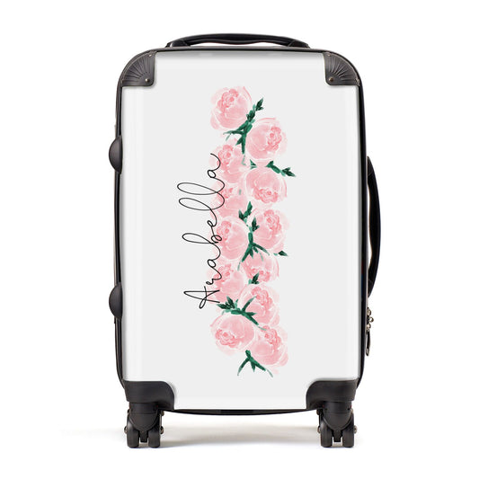 Personalised Name Pink Roses Suitcase