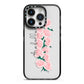 Personalised Name Pink Roses iPhone 14 Pro Black Impact Case on Silver phone