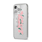 Personalised Name Pink Roses iPhone 14 Pro Max Clear Tough Case Silver Angled Image