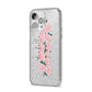 Personalised Name Pink Roses iPhone 14 Pro Max Glitter Tough Case Silver Angled Image