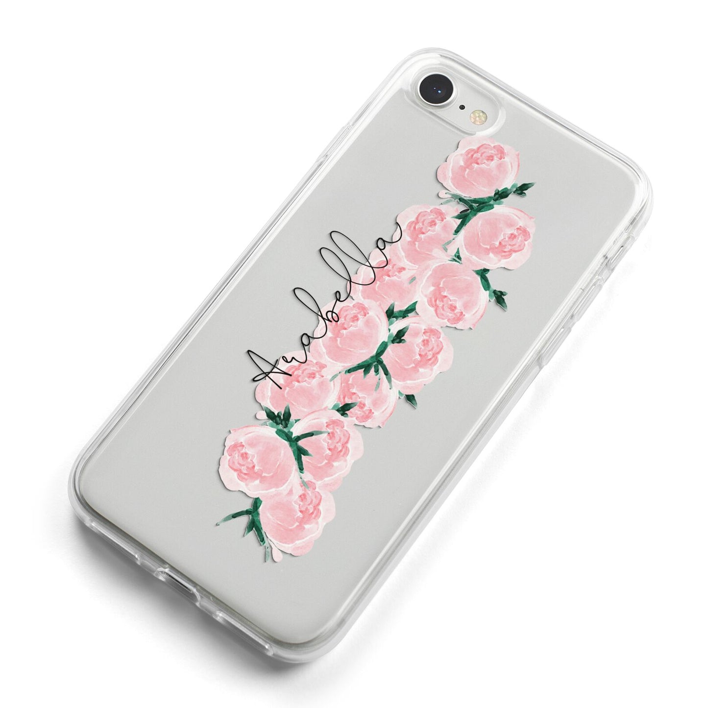 Personalised Name Pink Roses iPhone 8 Bumper Case on Silver iPhone Alternative Image