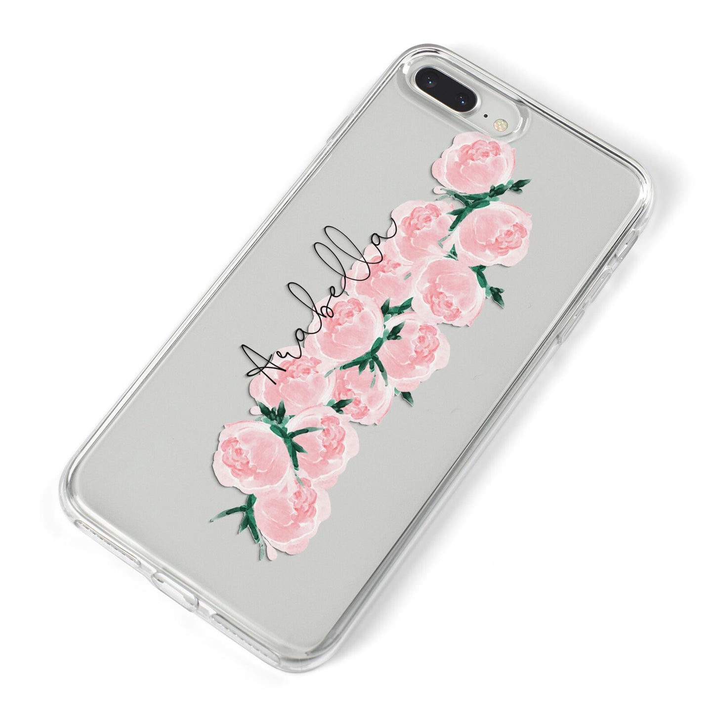 Personalised Name Pink Roses iPhone 8 Plus Bumper Case on Silver iPhone Alternative Image