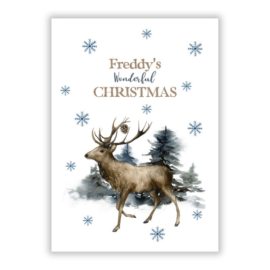 Personalised Name Reindeer A5 Flat Greetings Card