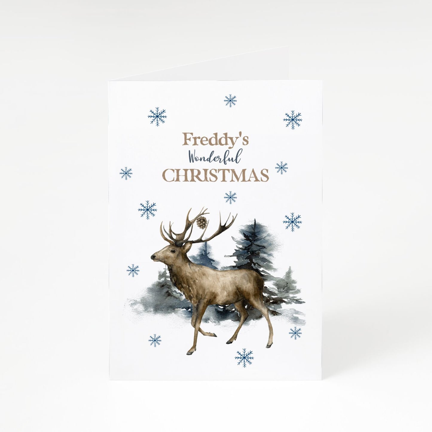 Personalised Name Reindeer A5 Greetings Card
