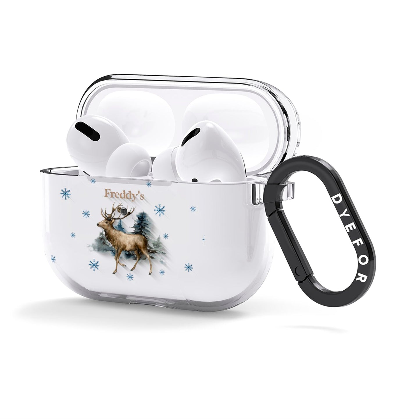 Personalised Name Reindeer AirPods Clear Case 3rd Gen Side Image
