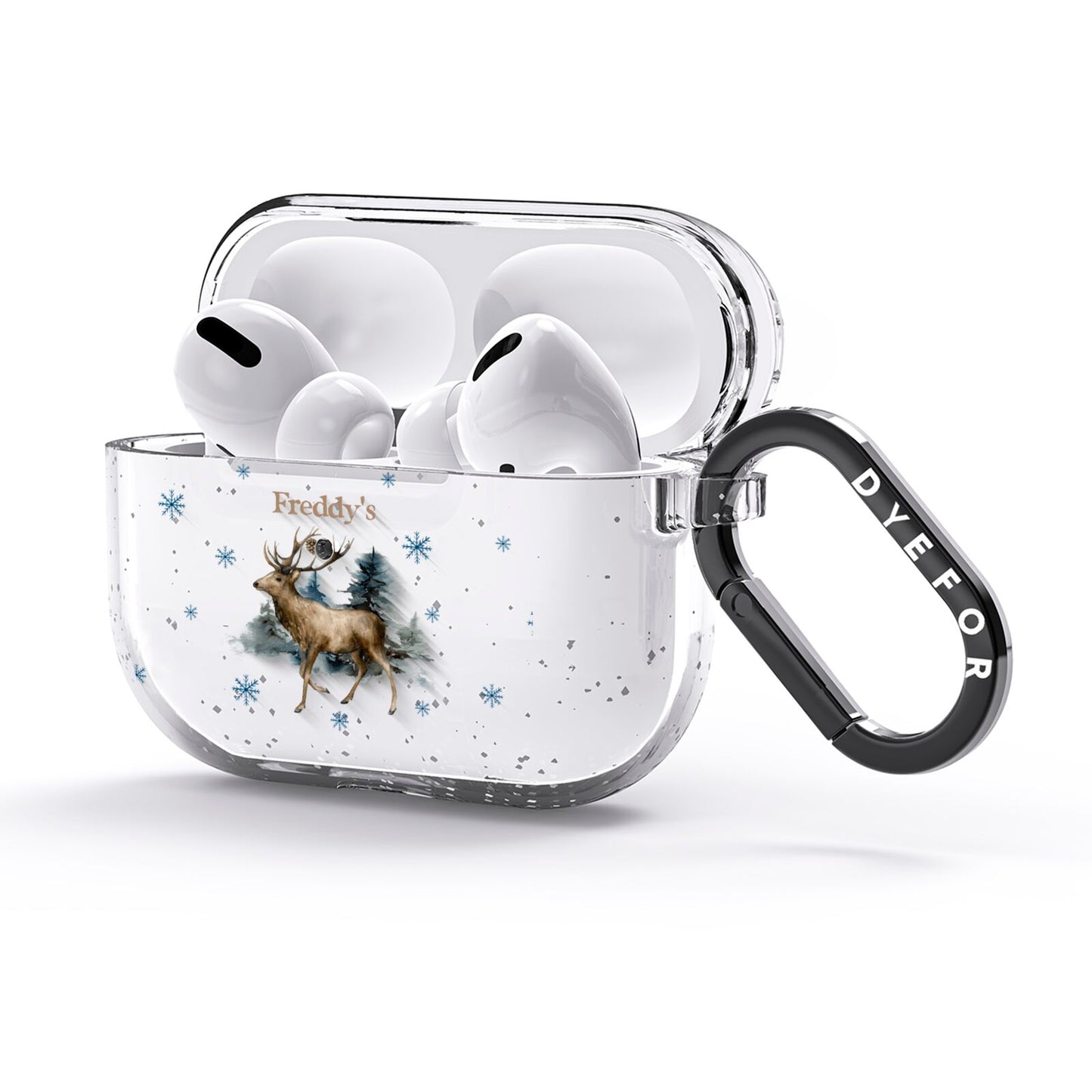Personalised Name Reindeer AirPods Glitter Case 3rd Gen Side Image