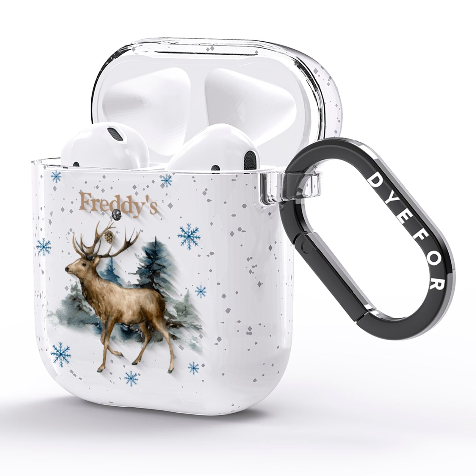 Personalised Name Reindeer AirPods Glitter Case Side Image