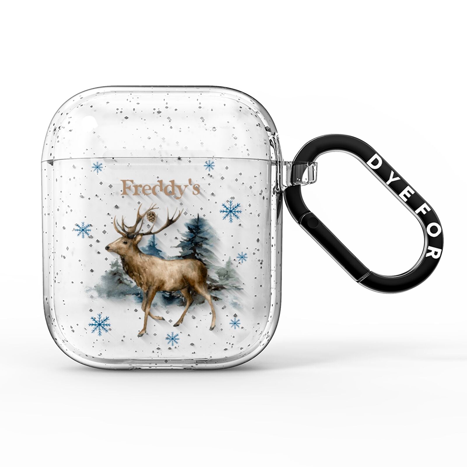 Personalised Name Reindeer AirPods Glitter Case