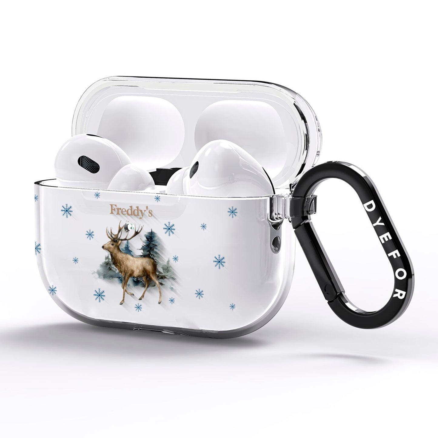 Personalised Name Reindeer AirPods Pro Clear Case Side Image