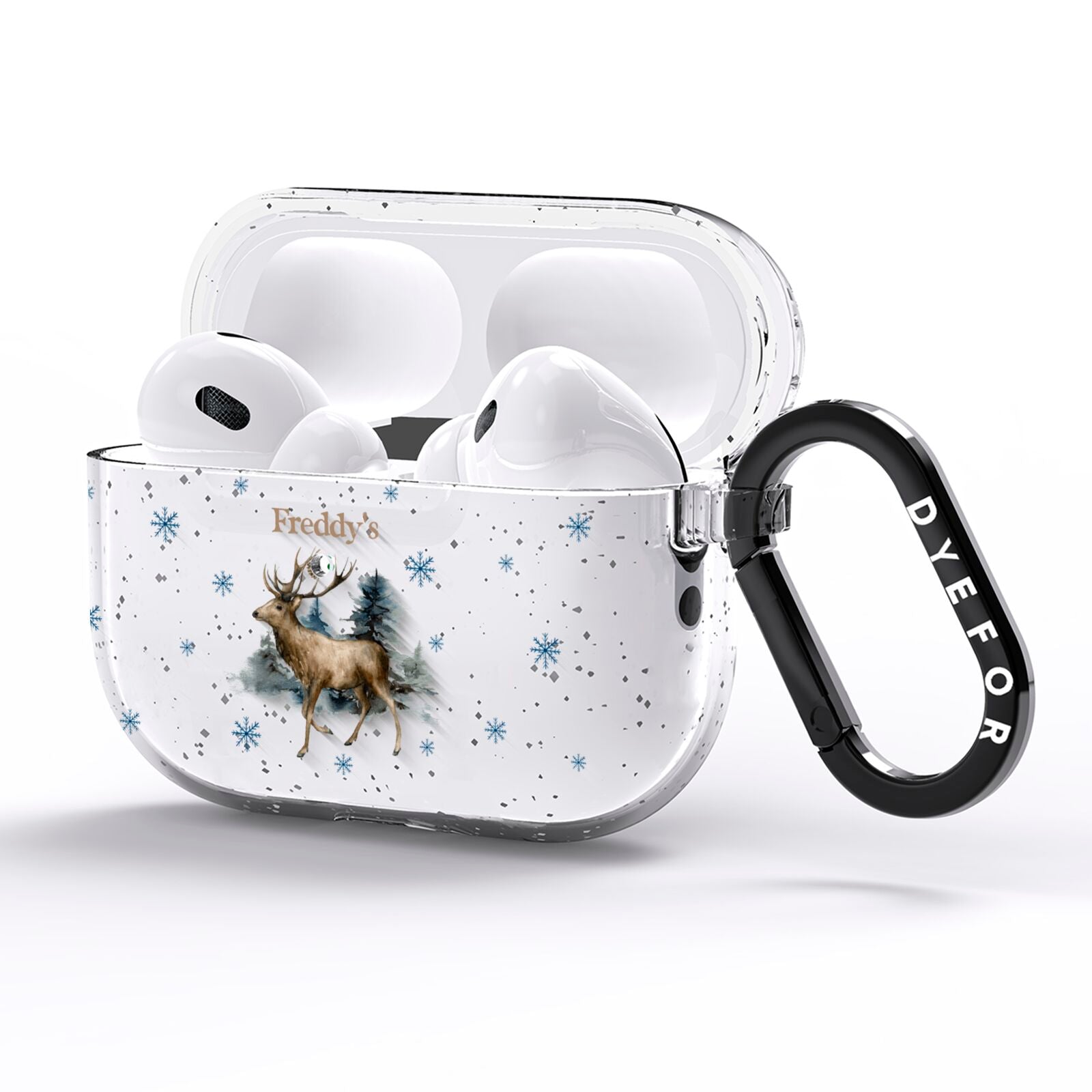 Personalised Name Reindeer AirPods Pro Glitter Case Side Image