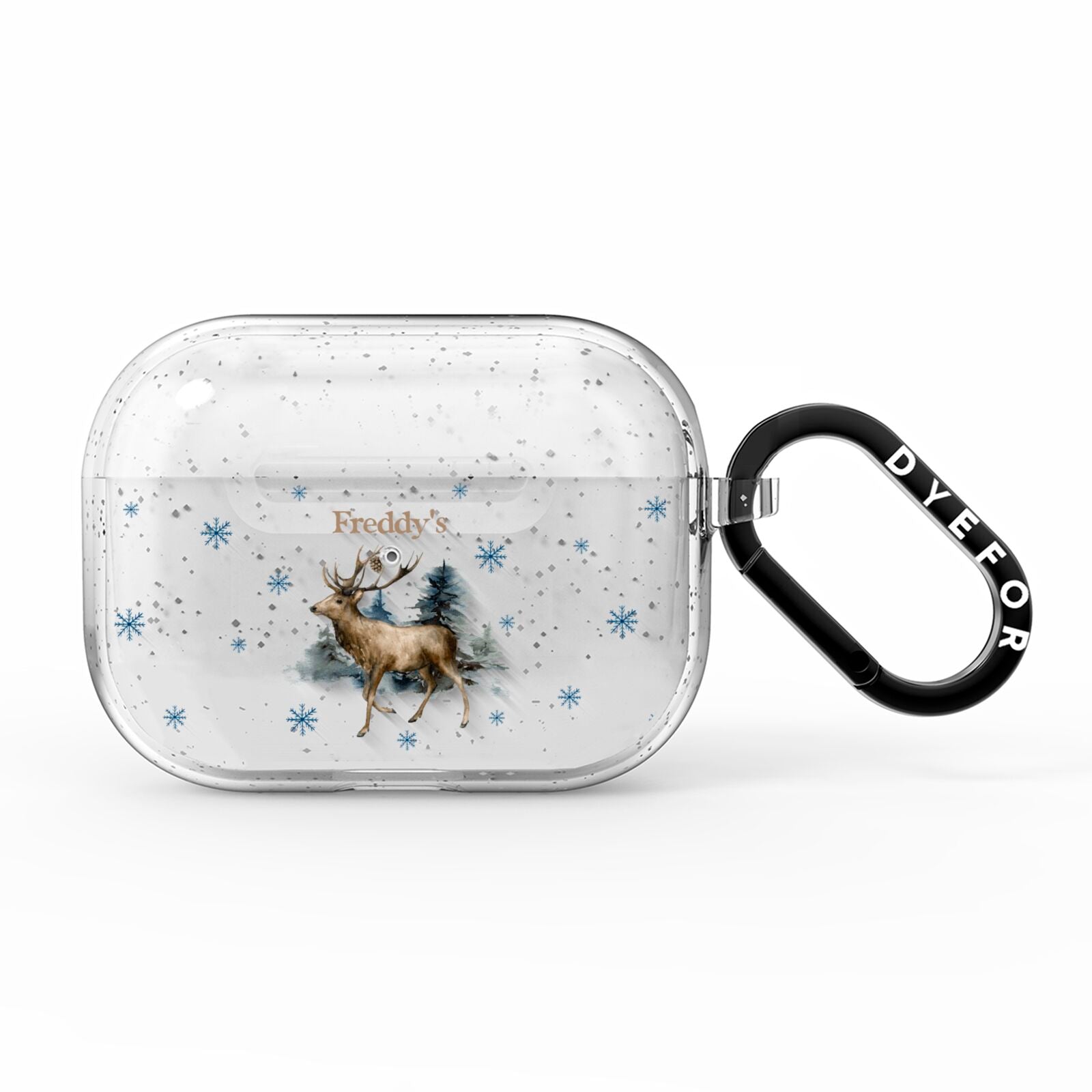 Personalised Name Reindeer AirPods Pro Glitter Case