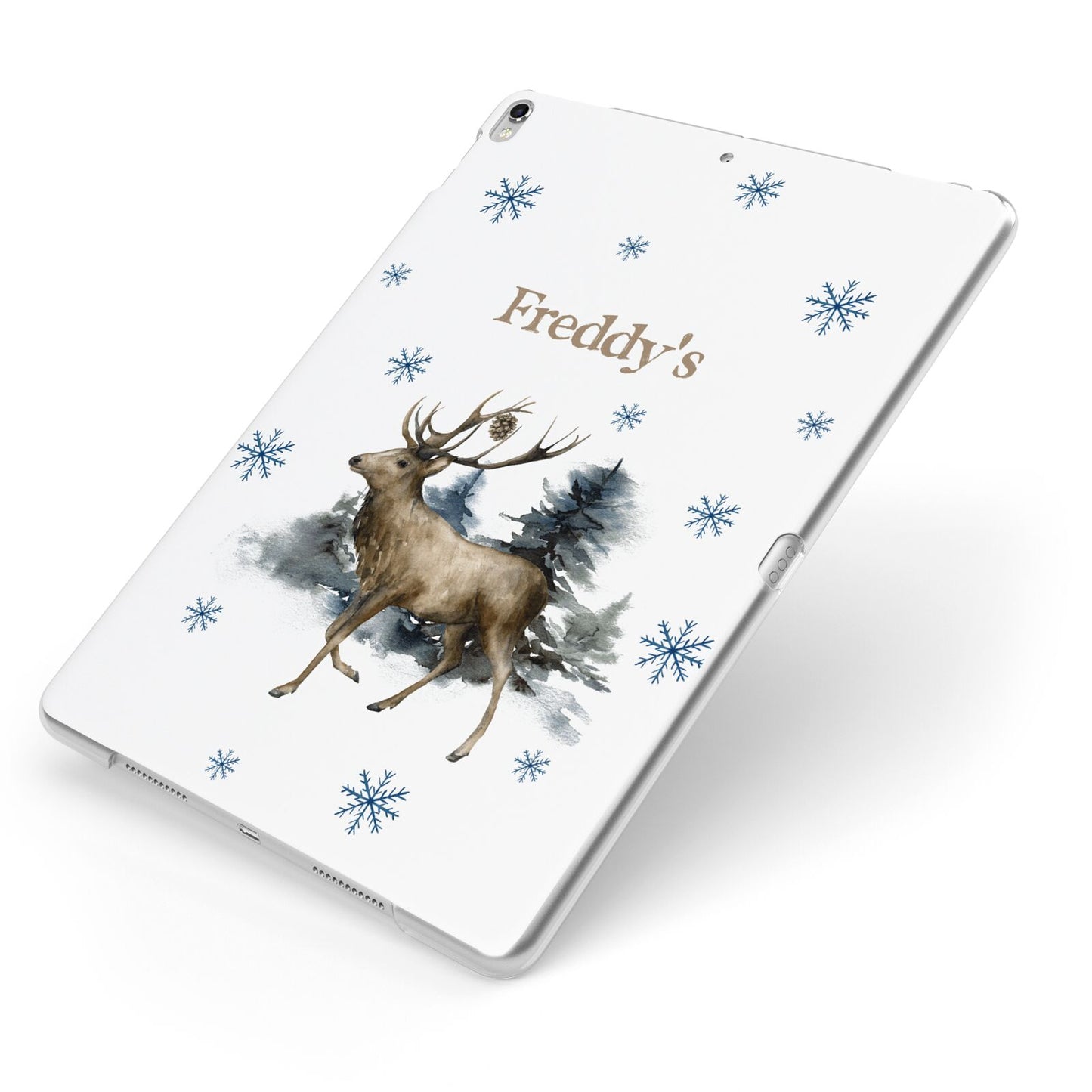 Personalised Name Reindeer Apple iPad Case on Silver iPad Side View
