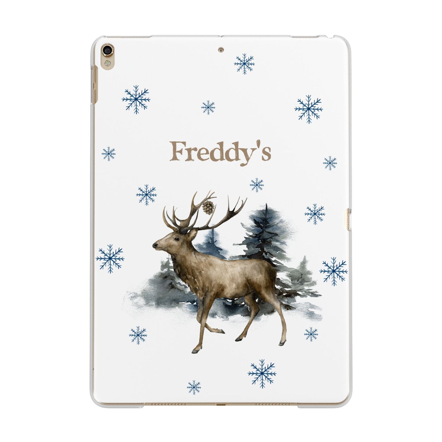 Personalised Name Reindeer Apple iPad Gold Case