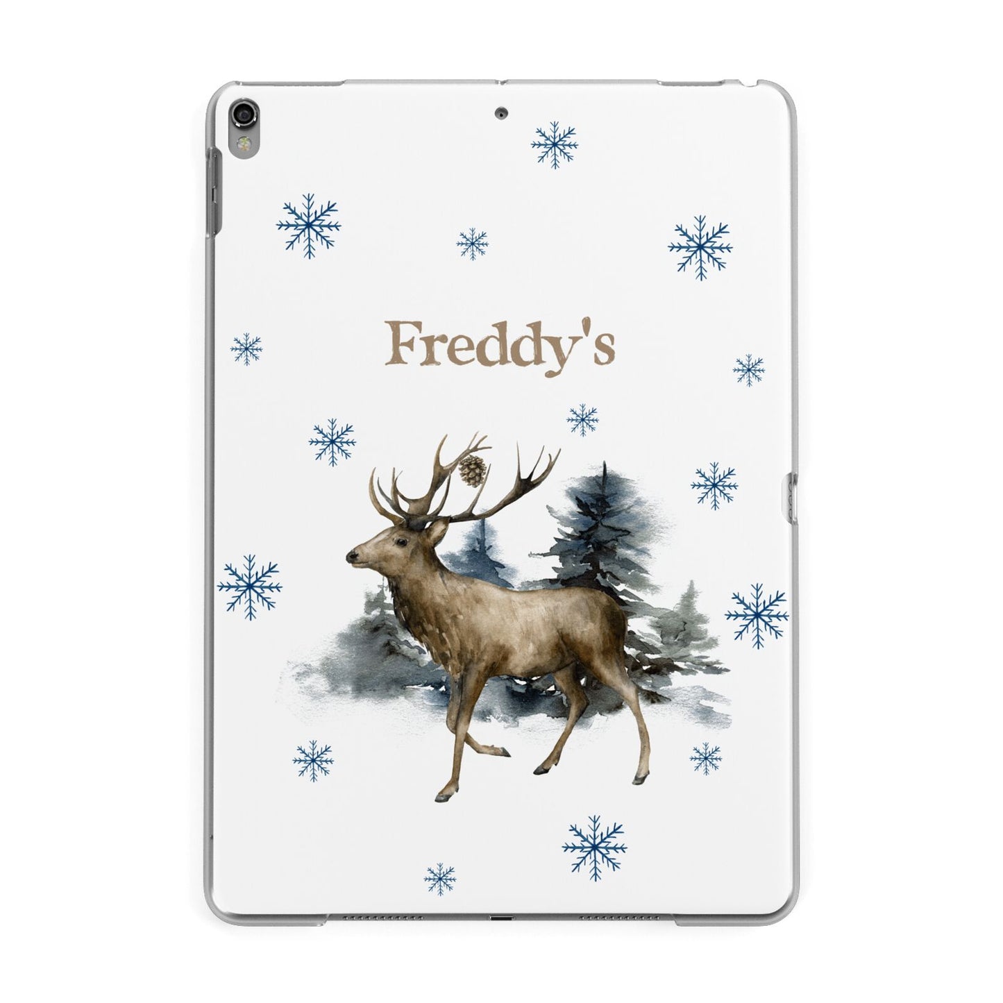 Personalised Name Reindeer Apple iPad Grey Case