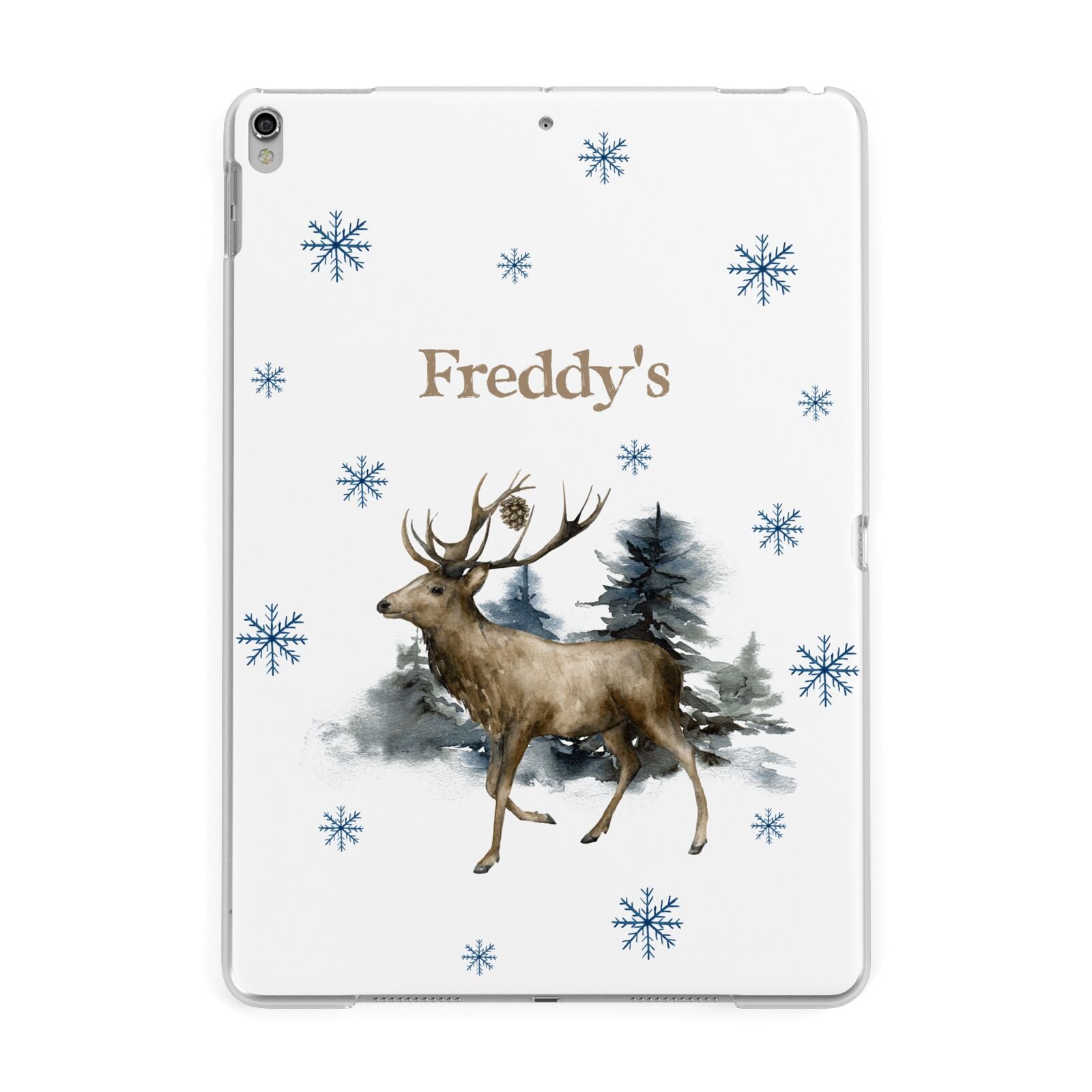 Personalised Name Reindeer Apple iPad Silver Case