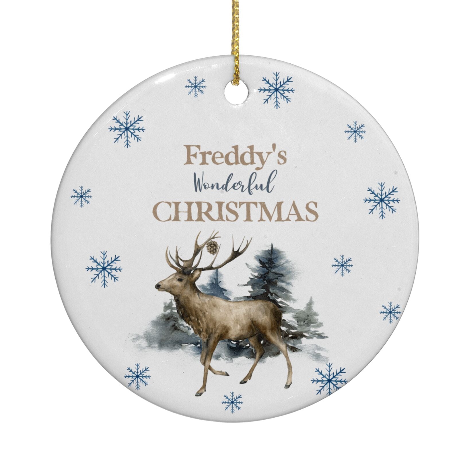 Personalised Name Reindeer Circle Decoration