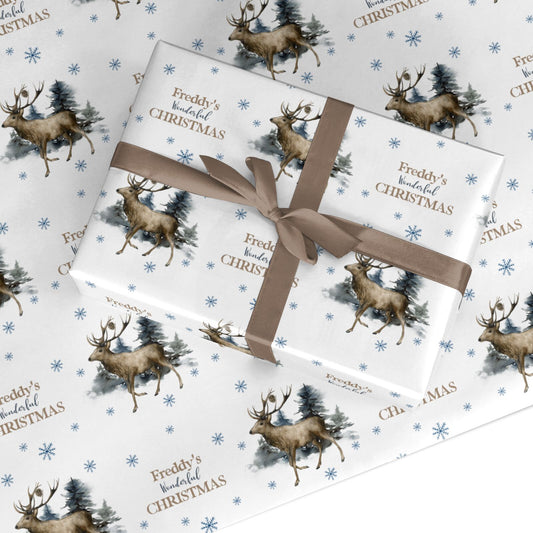 Personalised Name Reindeer Custom Wrapping Paper