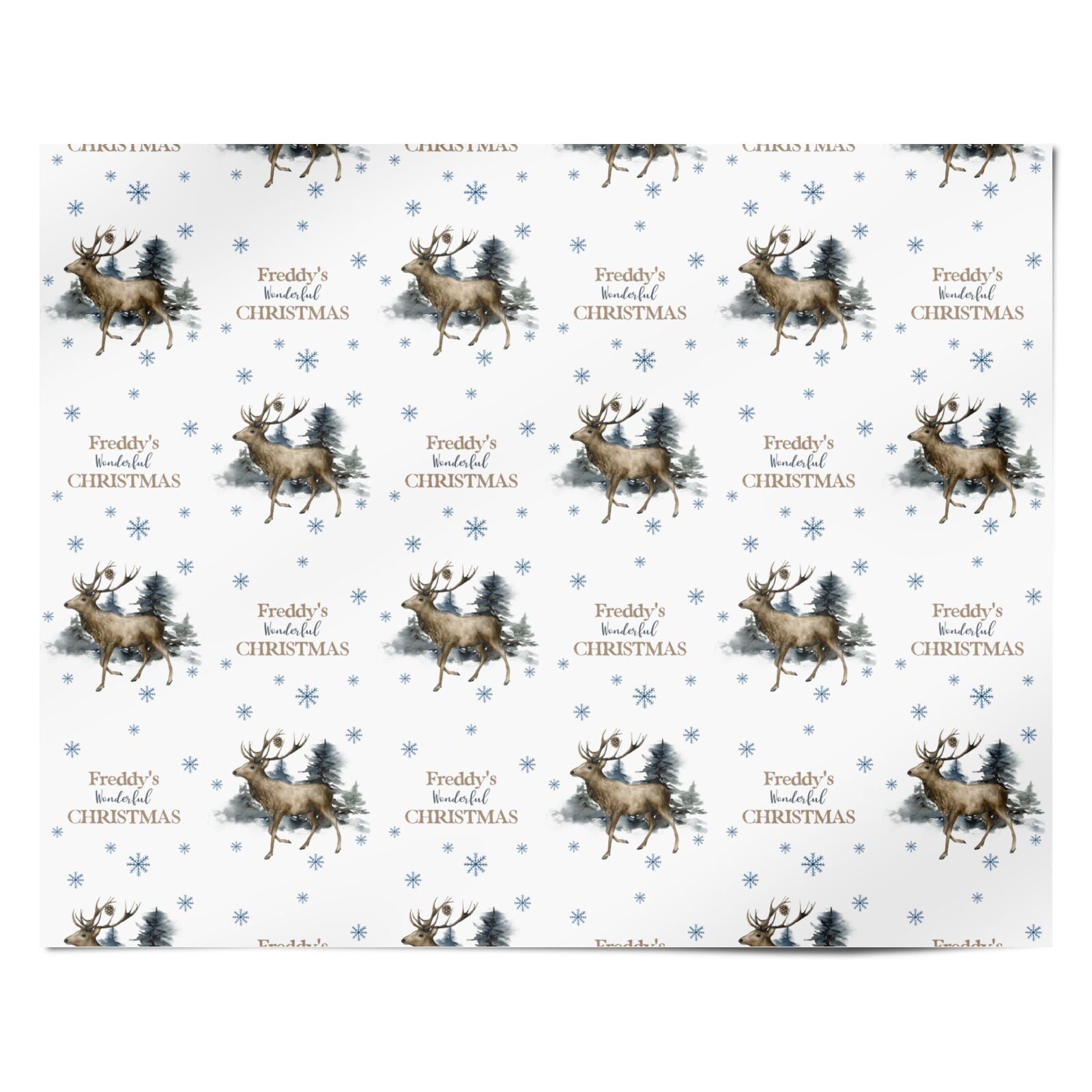 Personalised Name Reindeer Personalised Wrapping Paper Alternative