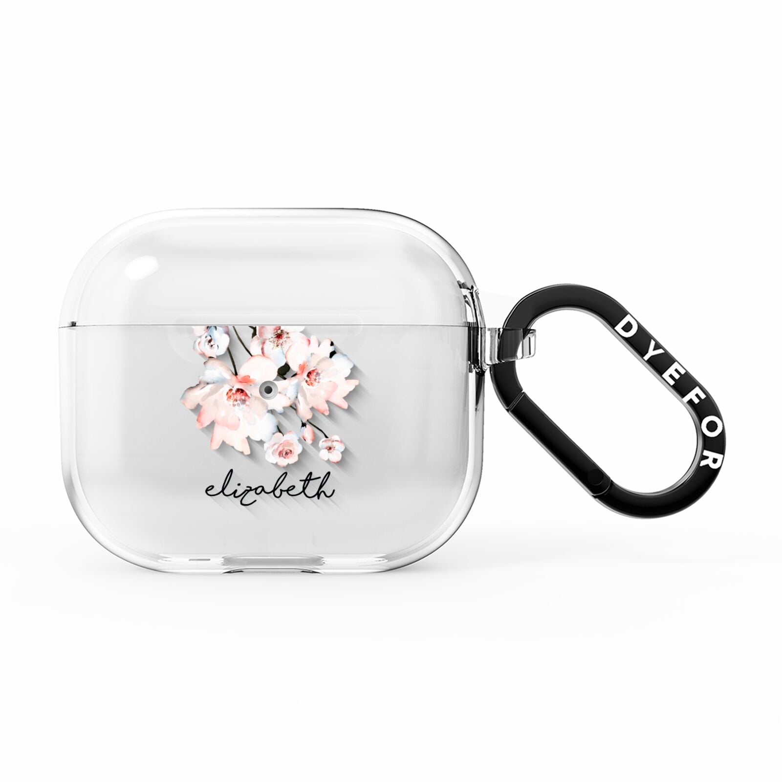 Personalised Name Roses Watercolour AirPods Clear Case 3rd Gen