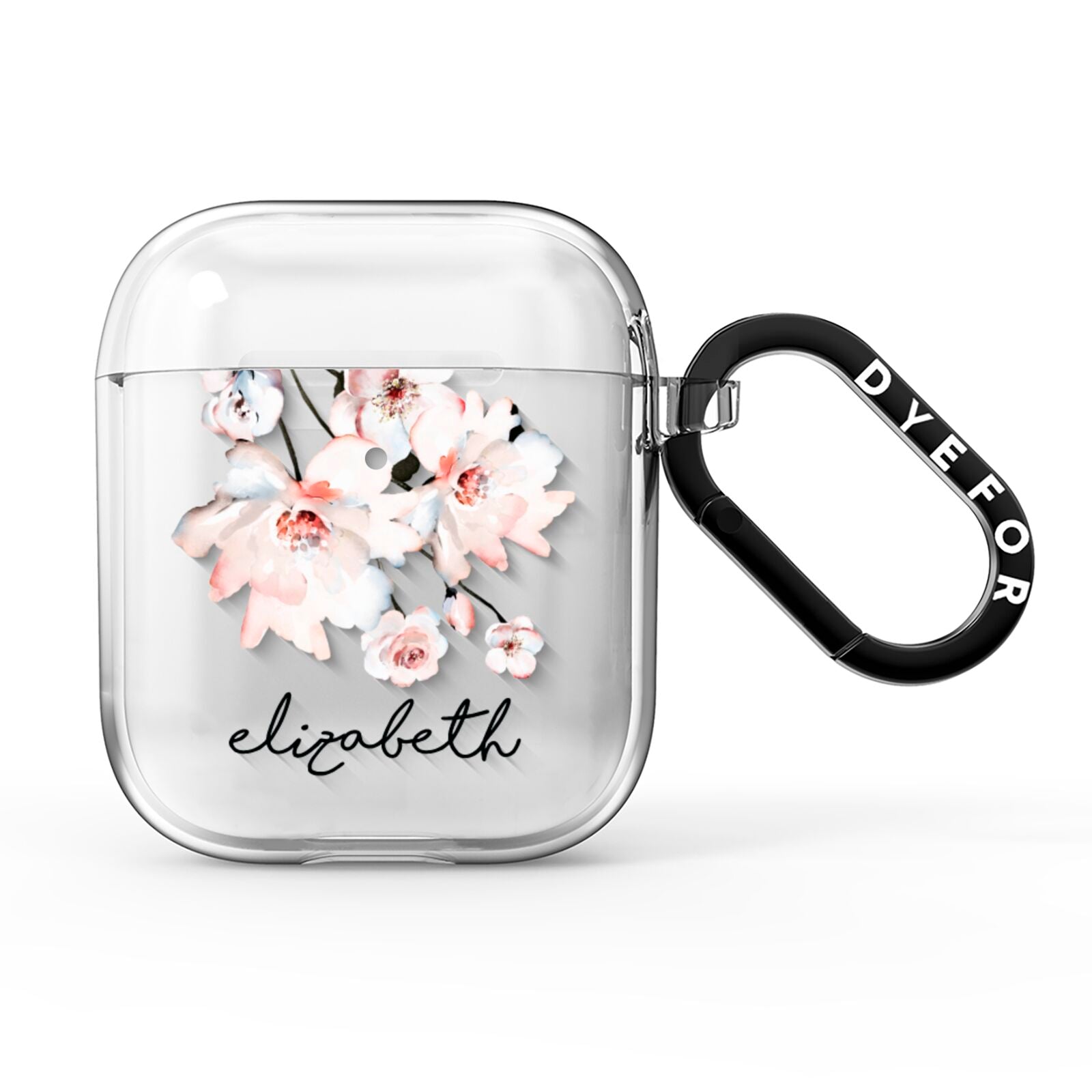 Personalised Name Roses Watercolour AirPods Clear Case