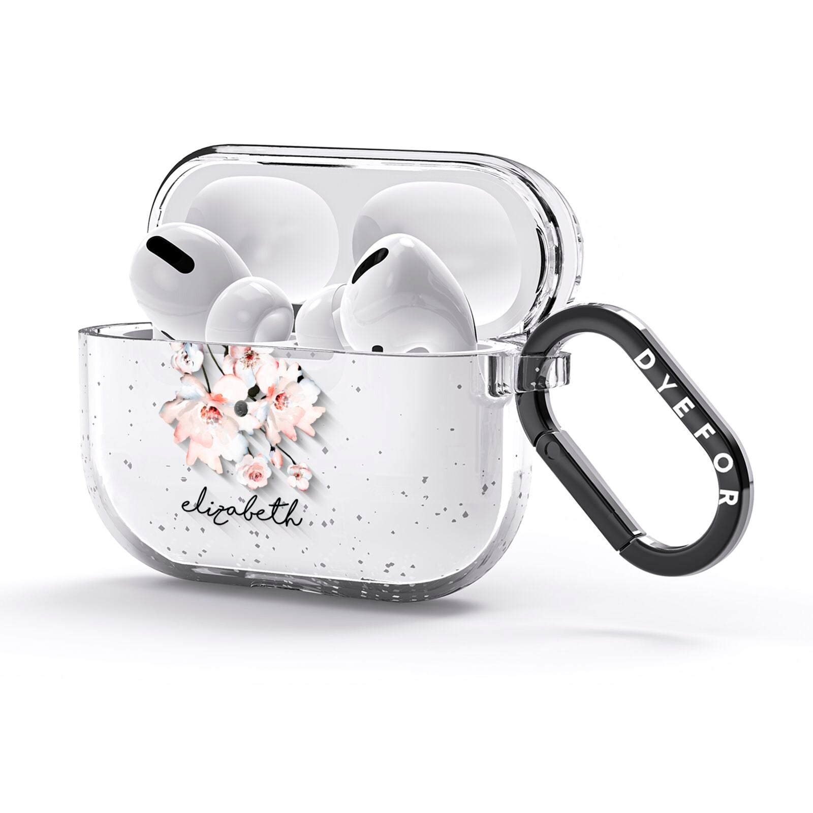 Personalised Name Roses Watercolour AirPods Glitter Case 3rd Gen Side Image