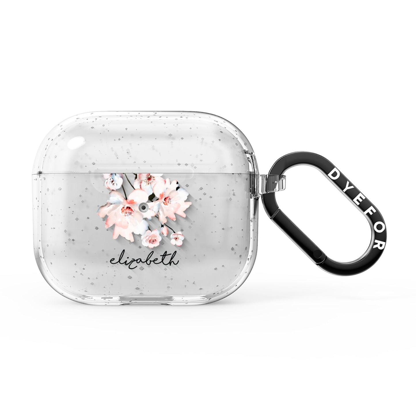 Personalised Name Roses Watercolour AirPods Glitter Case 3rd Gen