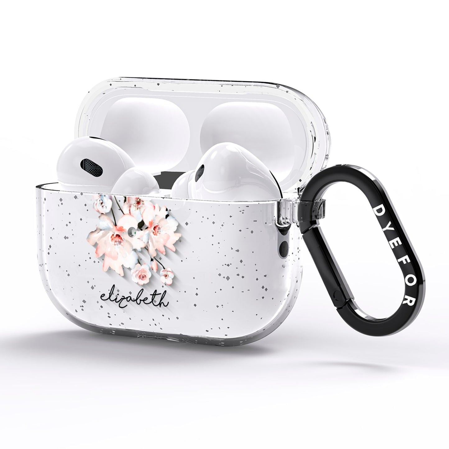 Personalised Name Roses Watercolour AirPods Pro Glitter Case Side Image