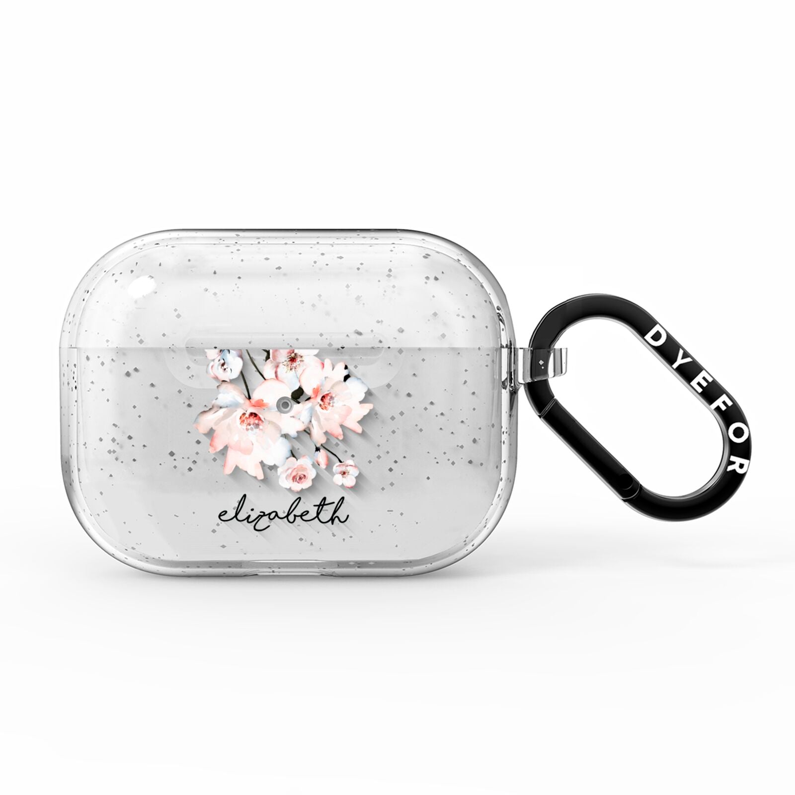 Personalised Name Roses Watercolour AirPods Pro Glitter Case