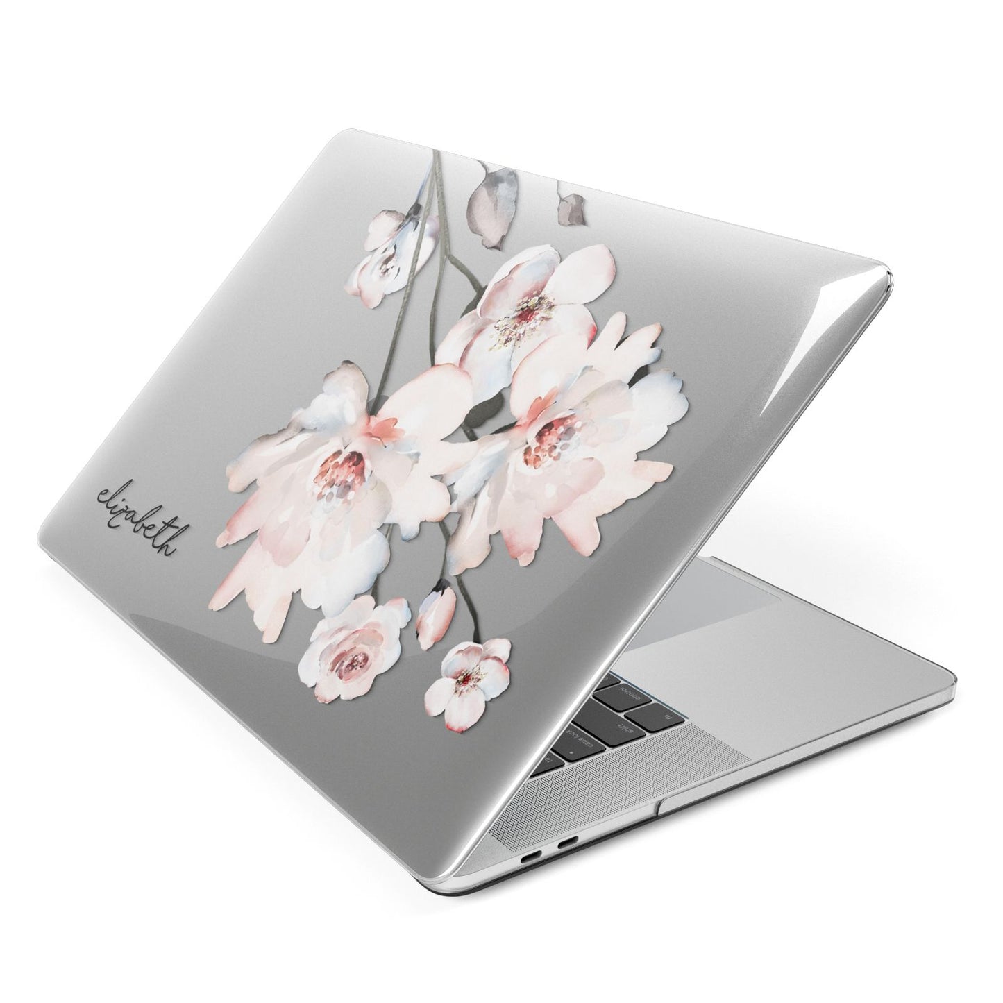 Personalised Name Roses Watercolour Apple MacBook Case Side View