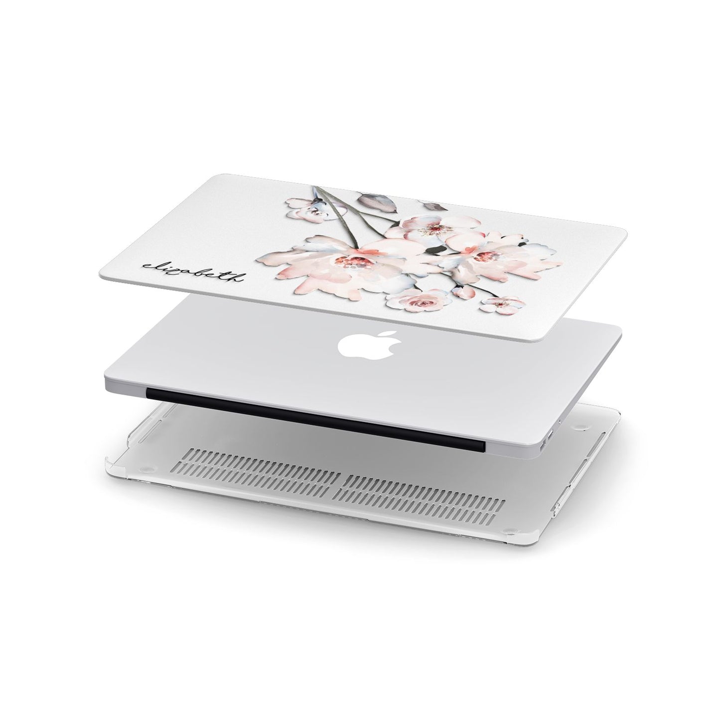 Personalised Name Roses Watercolour Apple MacBook Case in Detail
