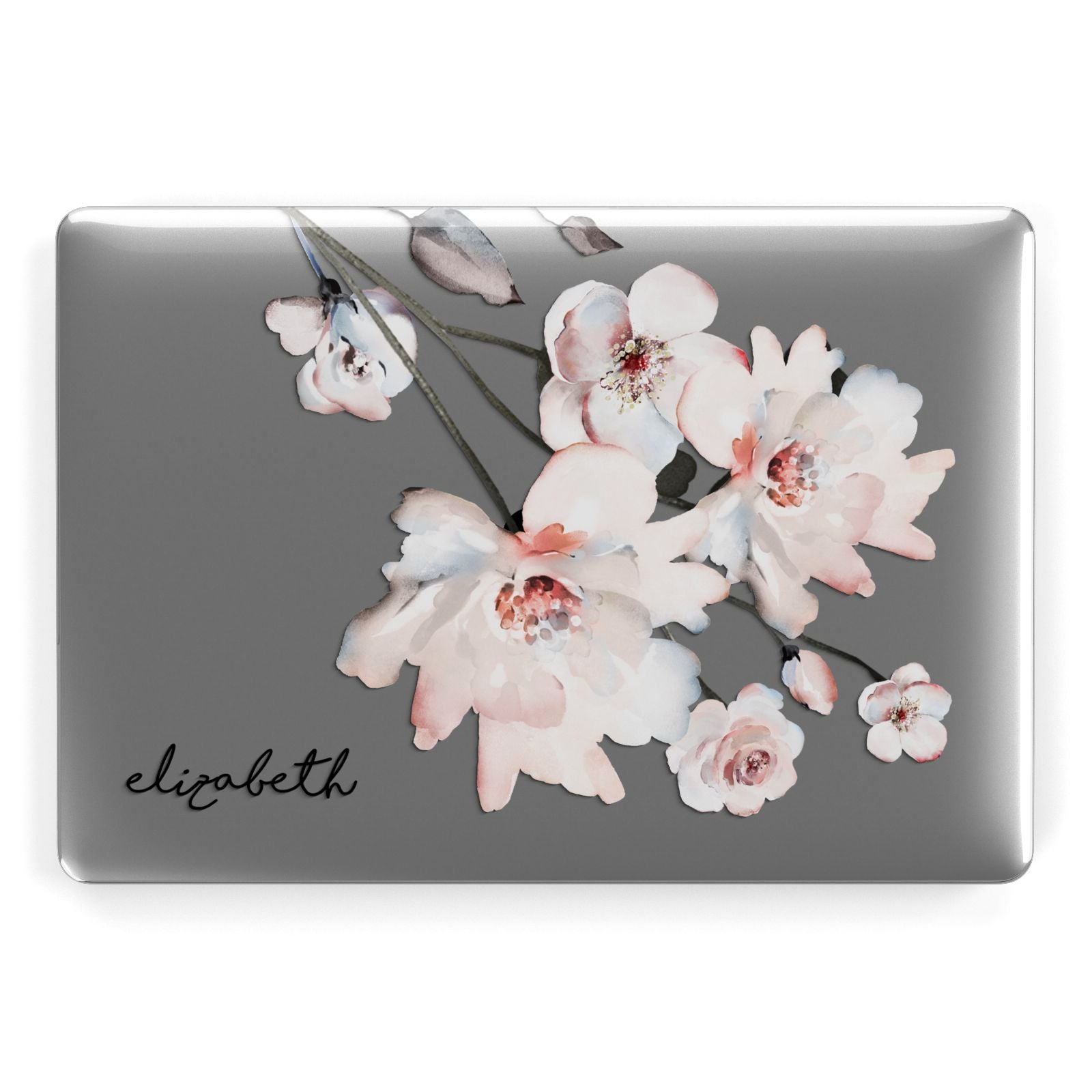 Personalised Name Roses Watercolour Apple MacBook Case