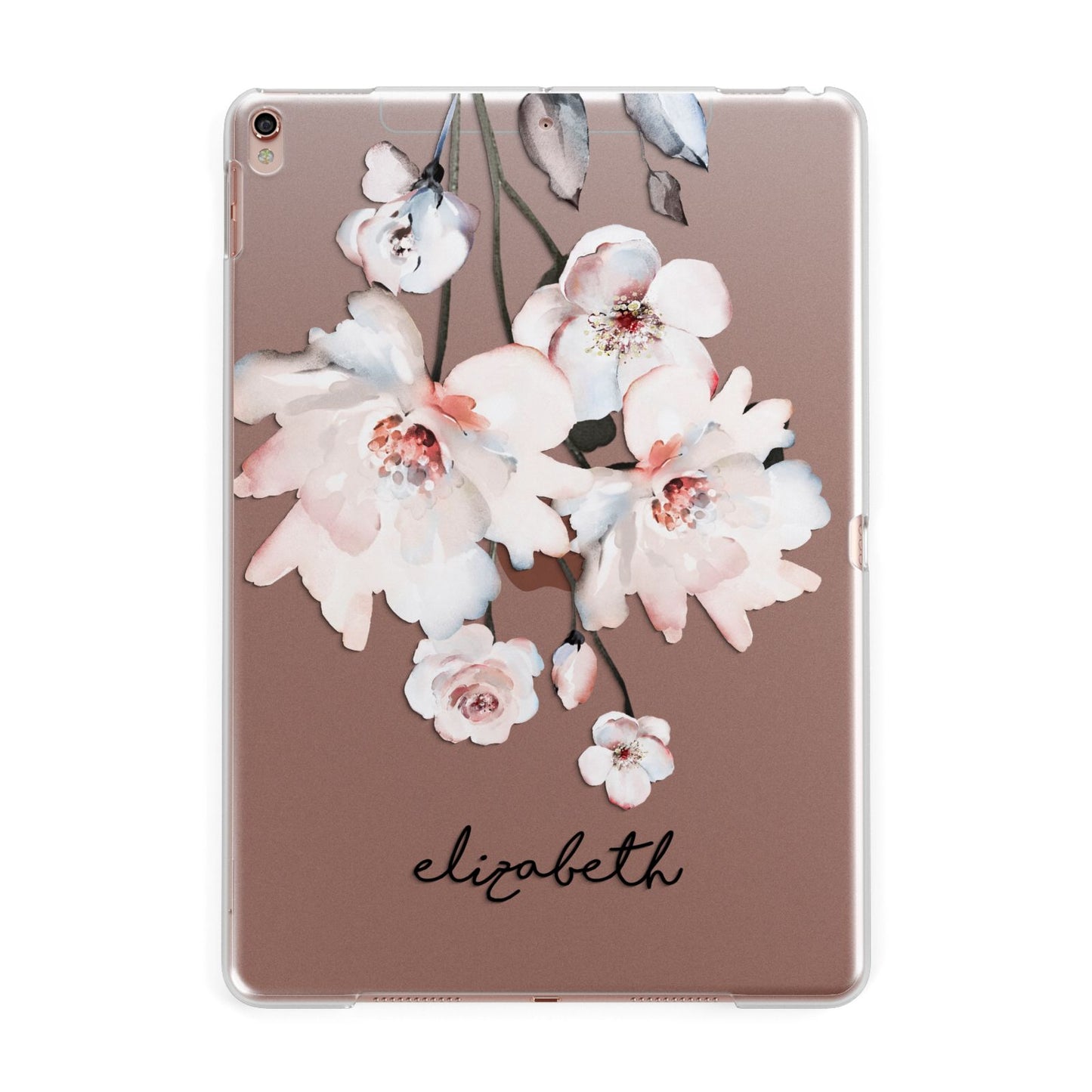 Personalised Name Roses Watercolour Apple iPad Rose Gold Case