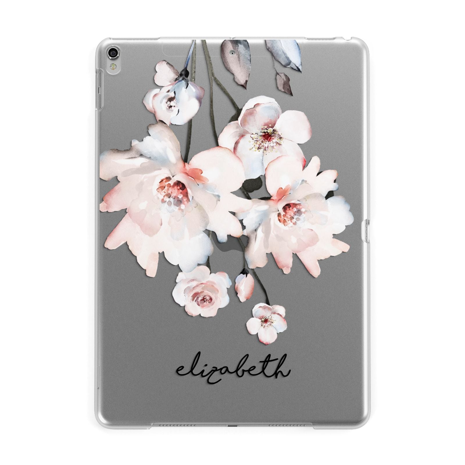 Personalised Name Roses Watercolour Apple iPad Silver Case