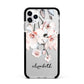 Personalised Name Roses Watercolour Apple iPhone 11 Pro Max in Silver with Black Impact Case