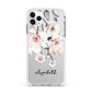 Personalised Name Roses Watercolour Apple iPhone 11 Pro Max in Silver with White Impact Case
