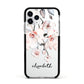 Personalised Name Roses Watercolour Apple iPhone 11 Pro in Silver with Black Impact Case