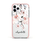 Personalised Name Roses Watercolour Apple iPhone 11 Pro in Silver with Pink Impact Case