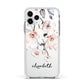 Personalised Name Roses Watercolour Apple iPhone 11 Pro in Silver with White Impact Case