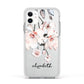 Personalised Name Roses Watercolour Apple iPhone 11 in White with White Impact Case