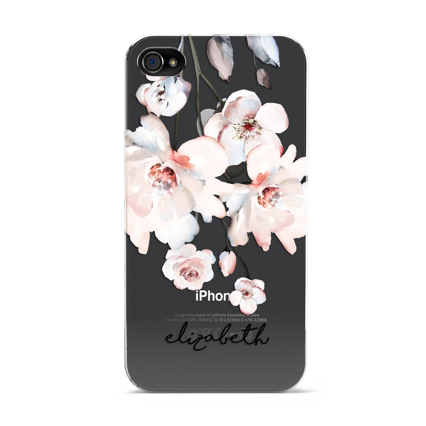 Personalised Name Roses Watercolour Apple iPhone 4s Case