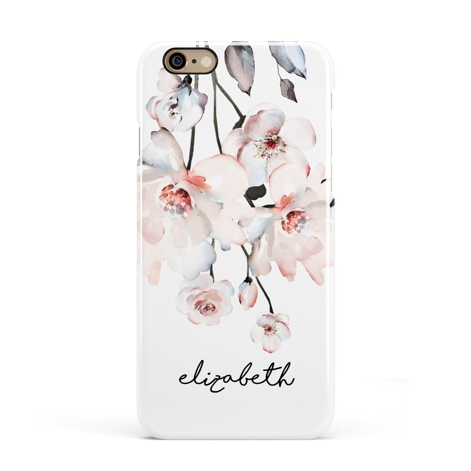 Personalised Name Roses Watercolour Apple iPhone 6 3D Snap Case