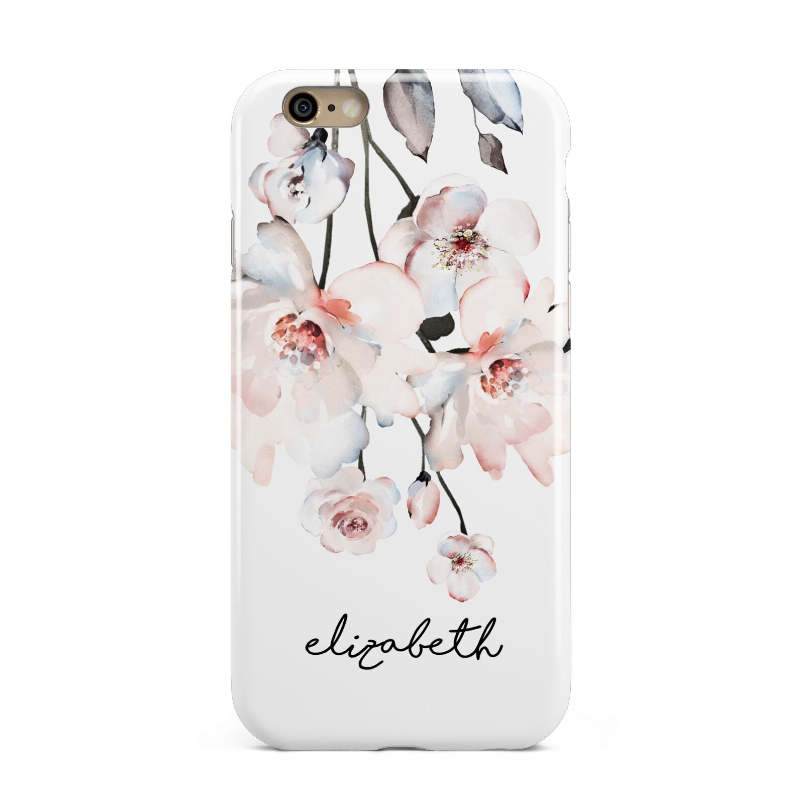 Personalised Name Roses Watercolour Apple iPhone 6 3D Tough Case